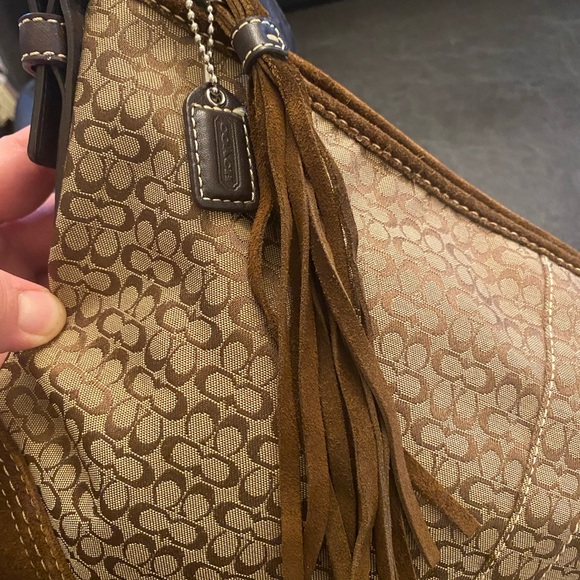 Coach Signature Vintage Logo Suede Hobo Bag - Picture 5 of 8